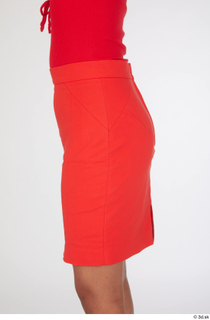 Killa Raketa casual dressed red short pencil skirt thigh 0003.jpg